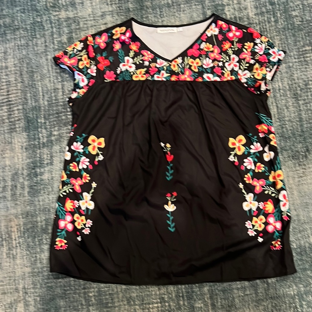 Black with flowers babydoll Mexican style